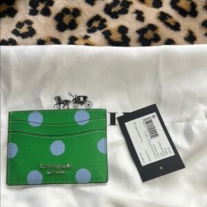 Kate Spade Green Polka Dot Card Holder